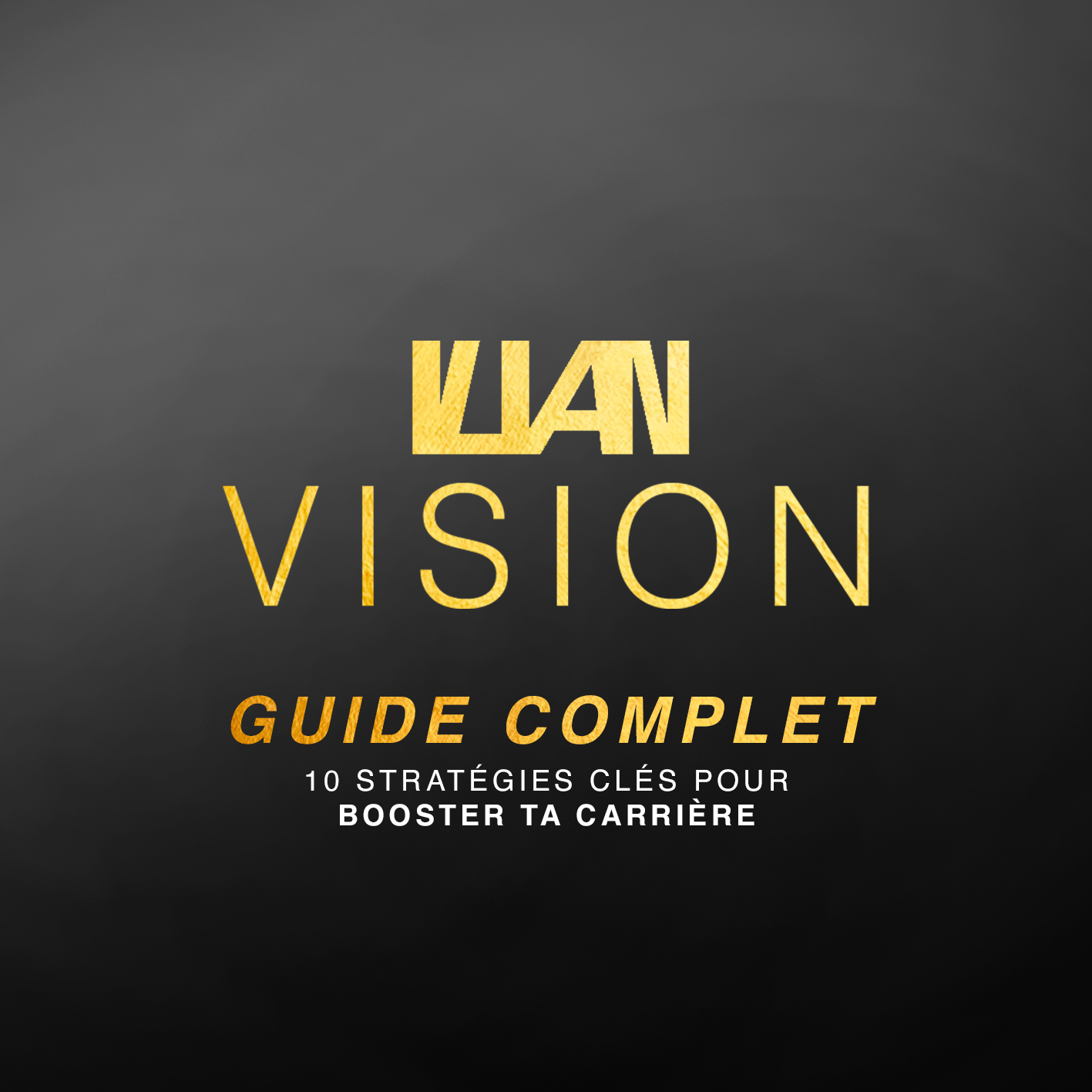 Couverture du Guide Complet Vision avec texte doré sur fond noir pour booster carrière design et vente.